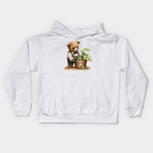 Cute Teddy Bear Gardening Kids Hoodie